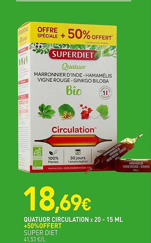 QUATUOR CIRCULATION x 20 - 15 ML +50% OFFERT