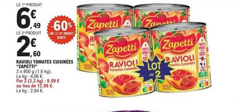 RAVIOLI TOMATES CUISINÉES "ZAPETTI"