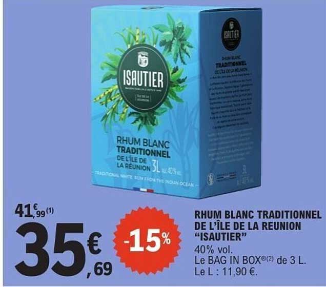 RHUM BLANC TRADITIONNEL DE L’ÎLE DE LA REUNION "ISAUTIER"