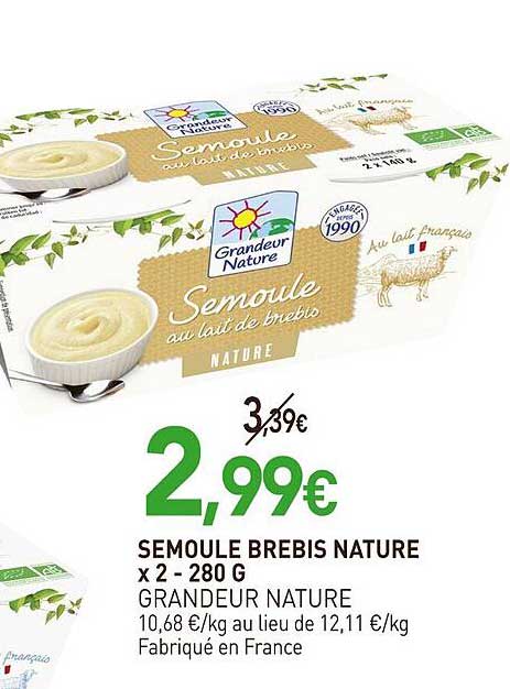 SEMOULE BREBIS NATURE x 2 - 280 G