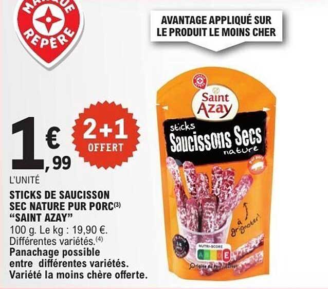 STICKS DE SAUCISSON SEC NATURE PUR PORC “SAINT AZAY”
