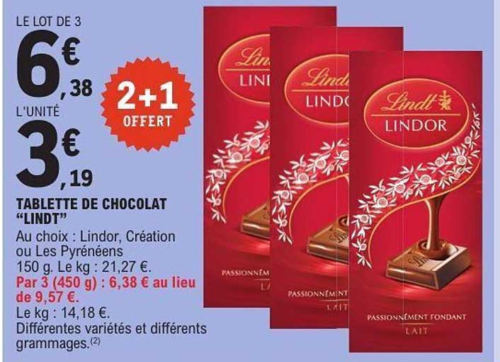TABLETTE DE CHOCOLAT “LINDT”