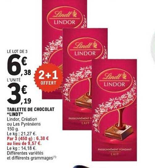 TABLETTE DE CHOCOLAT “LINDT”