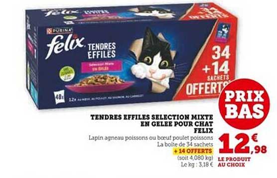 TENDRES EFFILES SELECTION MIXTE EN GELEE POUR CHAT FELIX