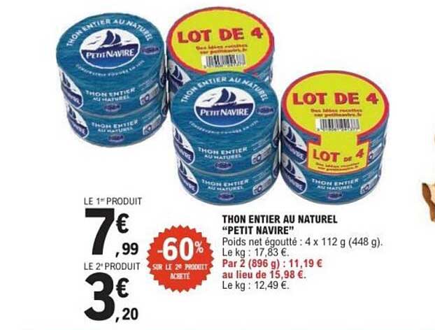 THON ENTIER AU NATUREL "PETIT NAVIRE"
