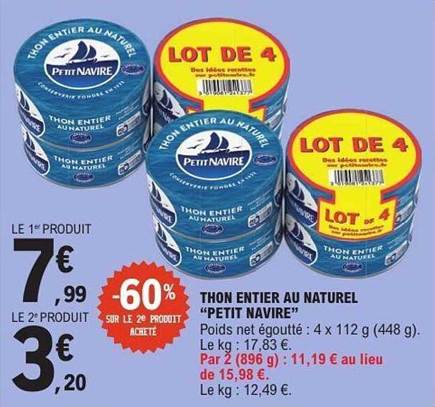 THON ENTIER AU NATUREL "PETIT NAVIRE"