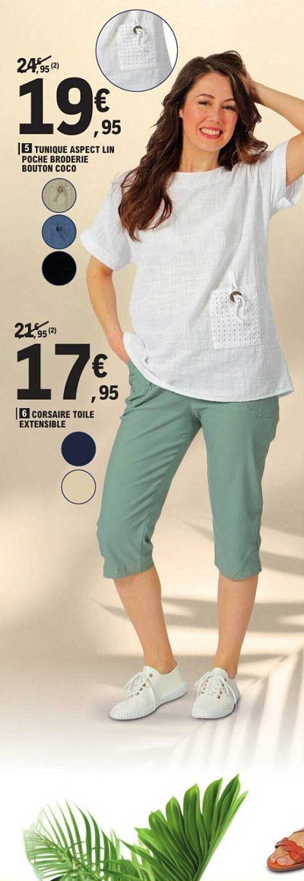 Tunique aspect lin poche broderie bouton coco