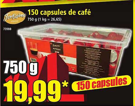 150 capsules de café