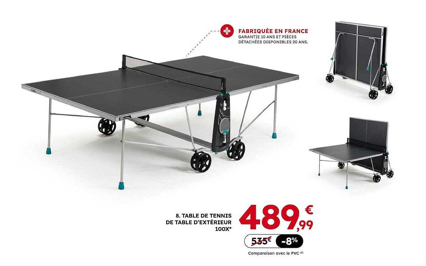 8. TABLE DE TENNIS DE TABLE D'EXTÉRIEUR 100X*