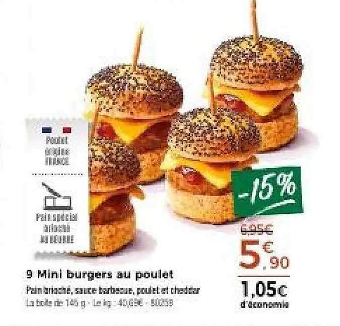 9 Mini burgers au poulet