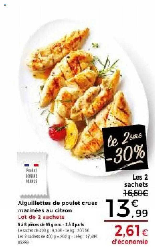 Aiguillettes de poulet crues marinées au citron