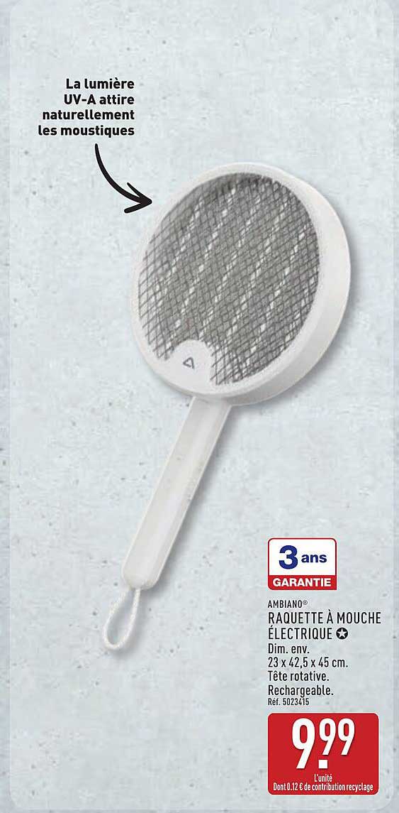 AMBIANO® RAQUETTE À MOUCHE ÉLECTRIQUE