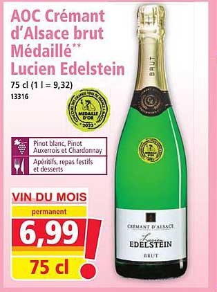 AOC Crémant d’Alsace brut Médaille* Lucien Edelstein