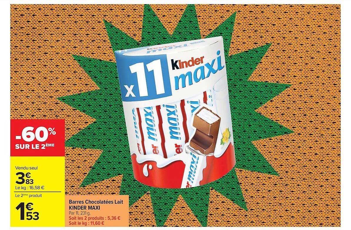 Barres Chocolatées Lait KINDER MAXI
