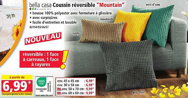 bella casa Coussin réversible “Mountain”