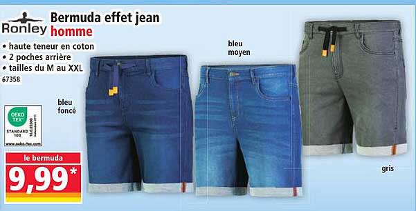 Bermuda effet jean homme