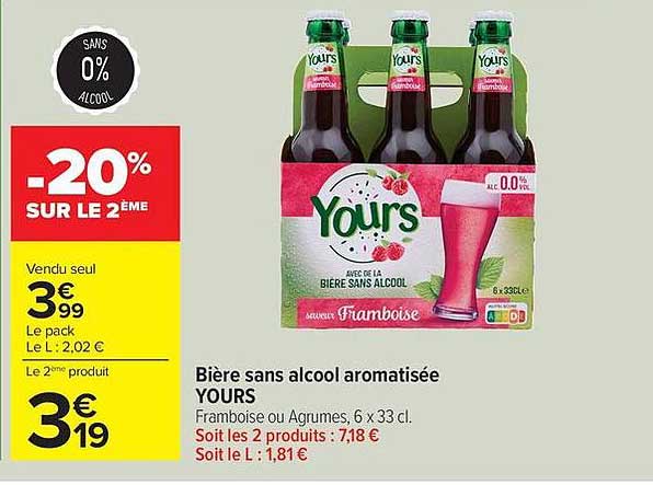Bière sans alcool aromatisée YOURS