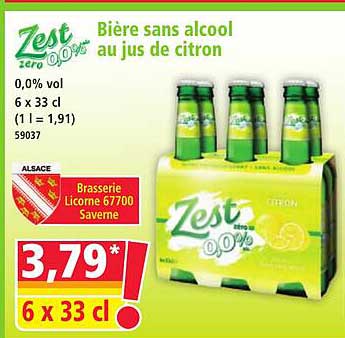Bière sans alcool au jus de citron