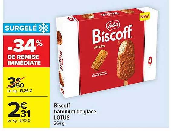 Biscoff bâtonnet de glace LOTUS 264 g.