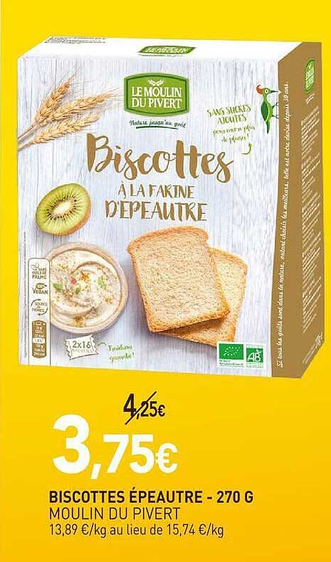 Biscottes Épeautre - 270 g Moulin du Pivert