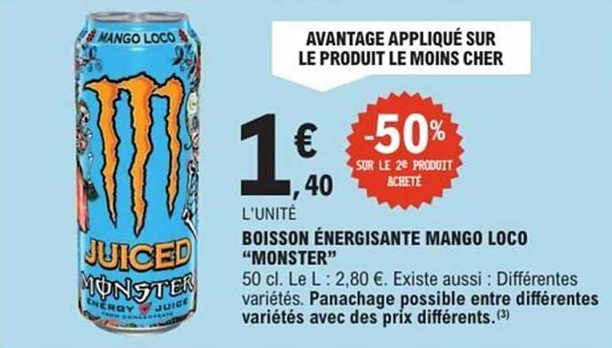 BOISSON ÉNERGISANTE MANGO LOCO “MONSTER”