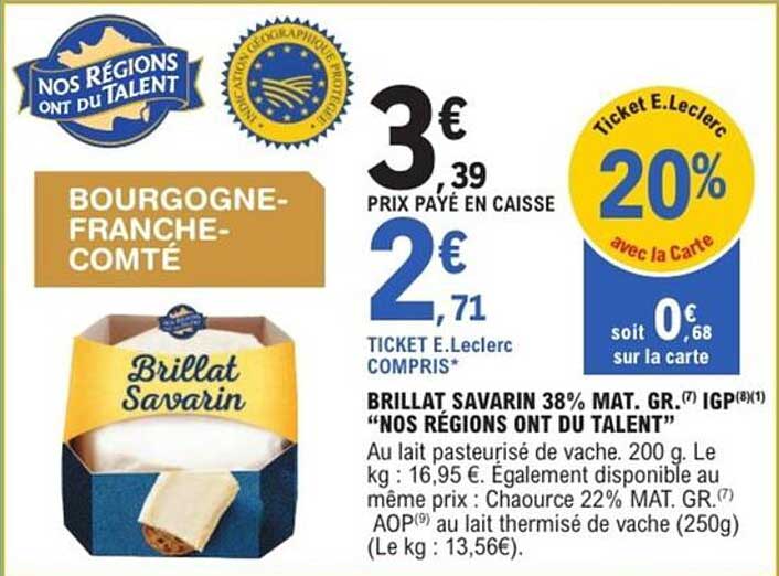 BRILLAT SAVARIN 38% MAT. GR. "NOS RÉGIONS ONT DU TALENT"