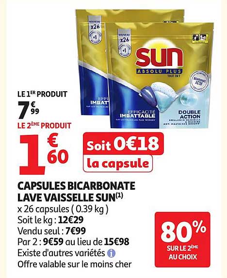 CAPSULES BICARBONATE LAVE VAISSELLE SUN(1)