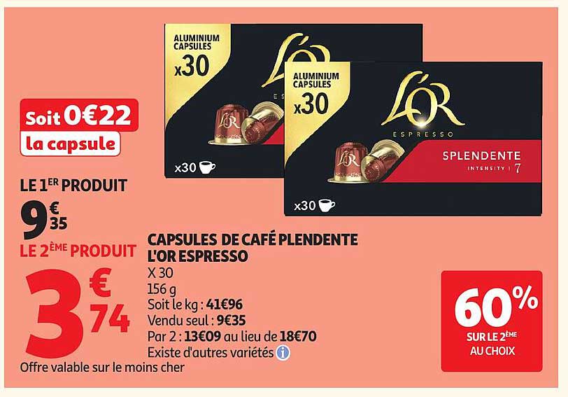 CAPSULES DE CAFÉ PLENDENTE L’OR ESPRESSO