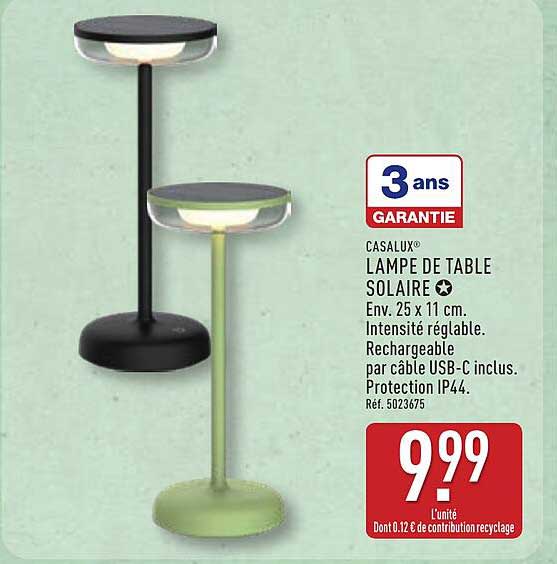 CASALUX® LAMPE DE TABLE SOLAIRE