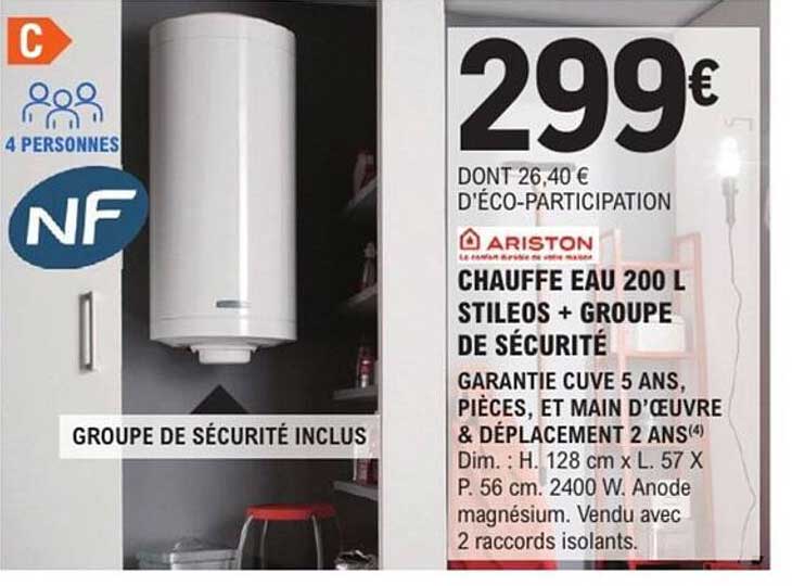 CHAUFFE EAU 200 L STILEOS + GROUPE DE SÉCURITÉ