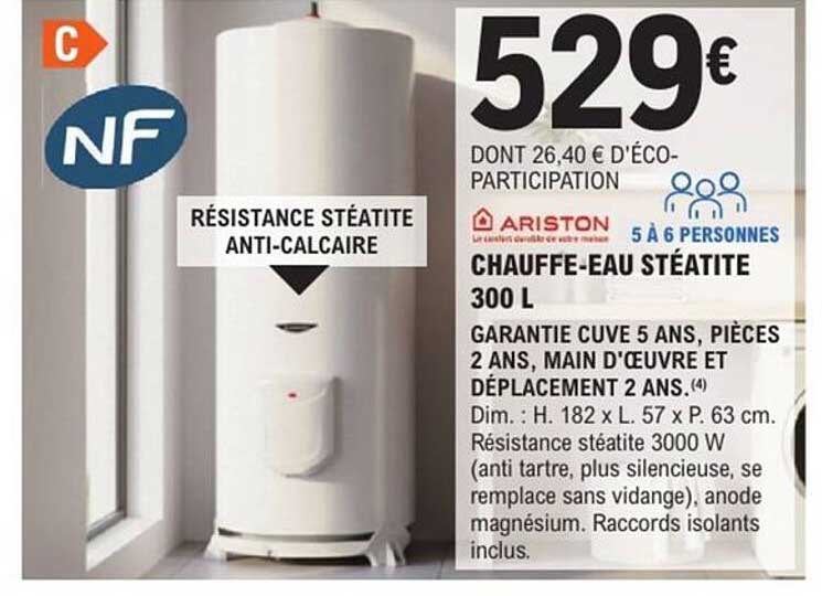 CHAUFFE-EAU STÉATITE 300 L