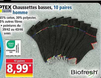 Chaussettes basses, 10 paires homme