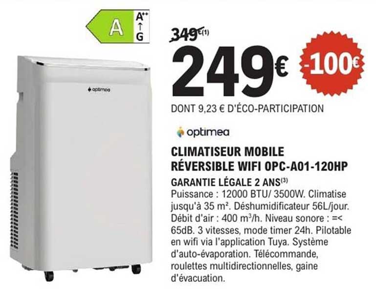 CLIMATISEUR MOBILE RÉVERSIBLE WIFI OPC-A01-120HP
