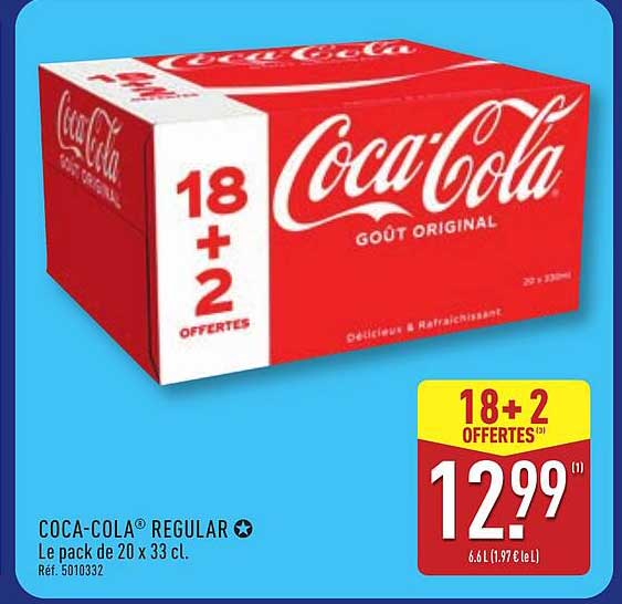 COCA-COLA® REGULAR Le pack de 20 x 33 cl. Ref. 5010332