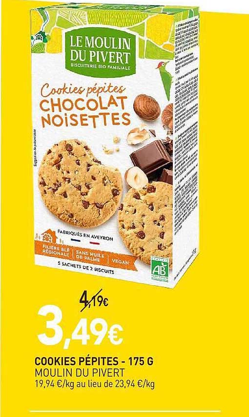 COOKIES PÉPITES - 175 G MOULIN DU PIVERT