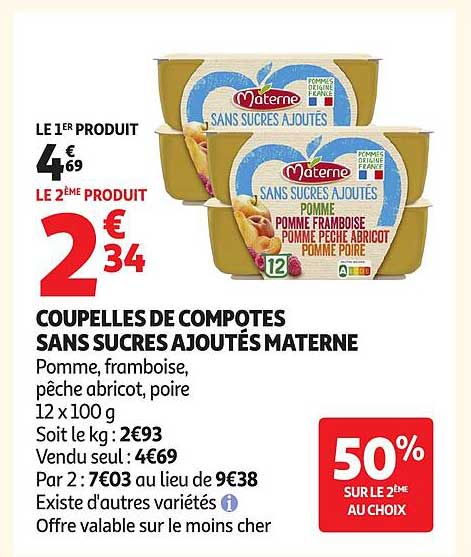 COUPELLES DE COMPOTES SANS SUCRES AJOUTÉS MATERNE
