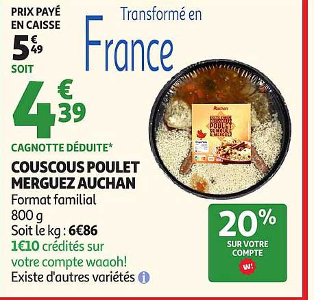 COUSCOUS POULET MERGUEZ AUCHAN