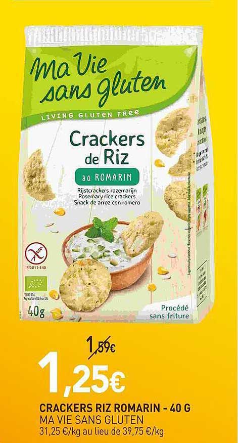 CRACKERS RIZ ROMARIN - 40 G MA VIE SANS GLUTEN