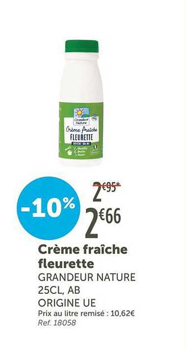 Crème fraîche fleurette GRANDEUR NATURE 25CL, AB ORIGINE UE