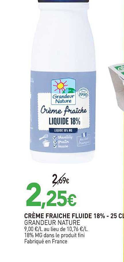 CRÈME FRAICHE FLUIDE 18% - 25 CL GRANDEUR NATURE