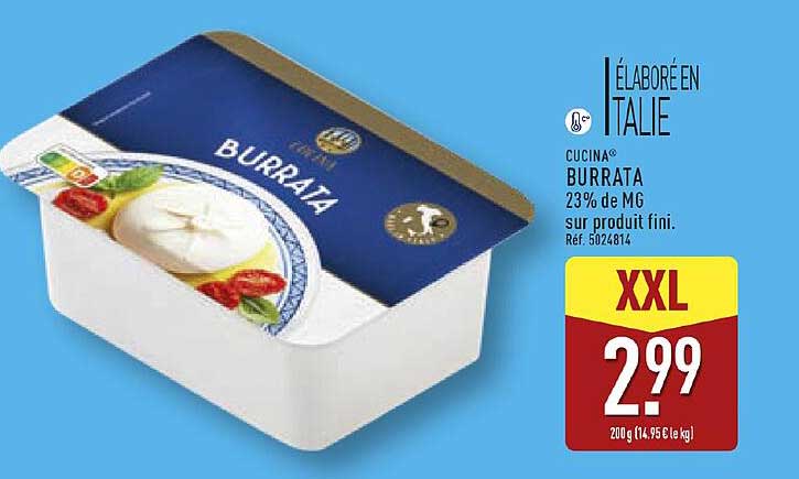 Cucina Burrata 23% de MG sur produit fini