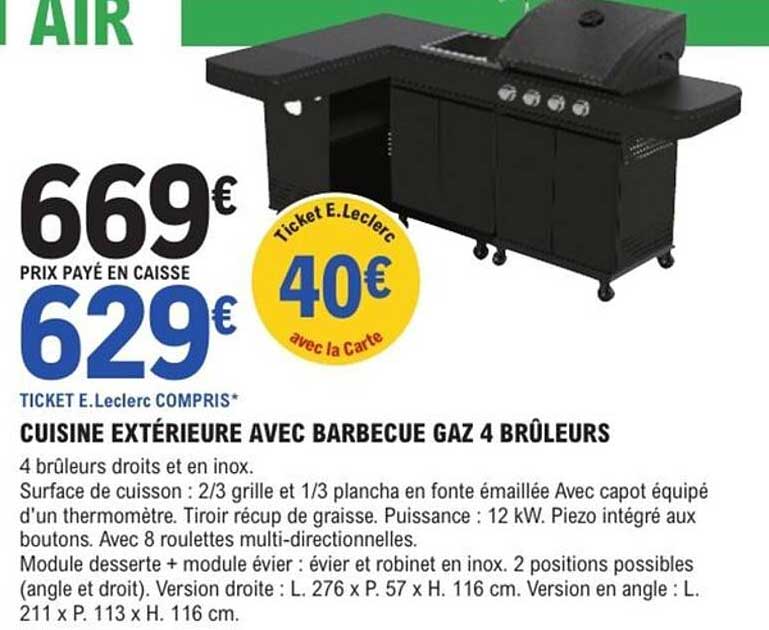 CUISINE EXTÉRIEURE AVEC BARBECUE GAZ 4 BRÛLEURS