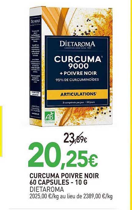 CURCUMA POIVRE NOIR 60 CAPSULES - 10 G DIETAROMA