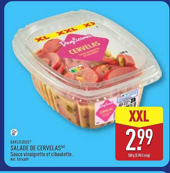 DAYLICIOUS® SALADE DE CERVELAS(A) Sauce vinaigrette et ciboulette. Réf. 5014689