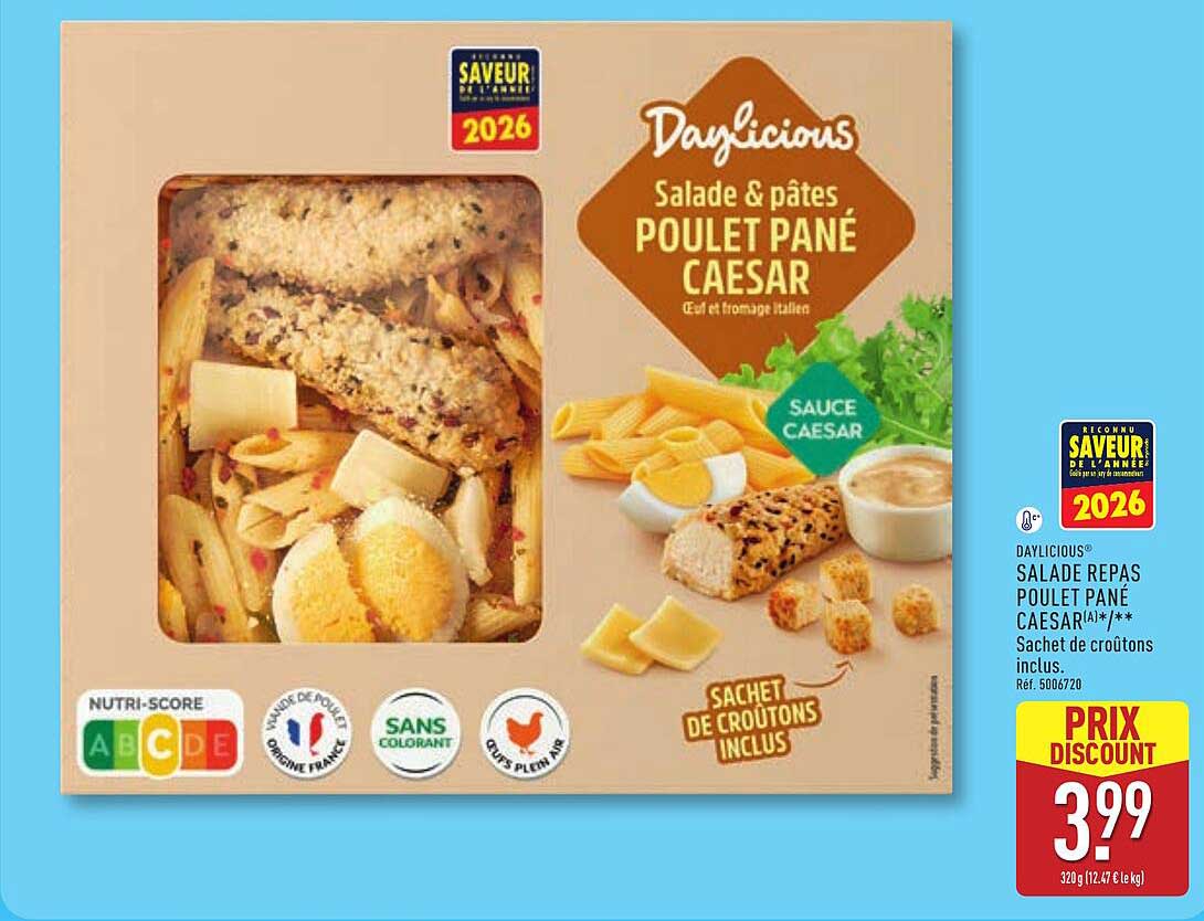 DAYLICIOUS® SALADE REPAS POULET PANÉ CAESAR(a)/**