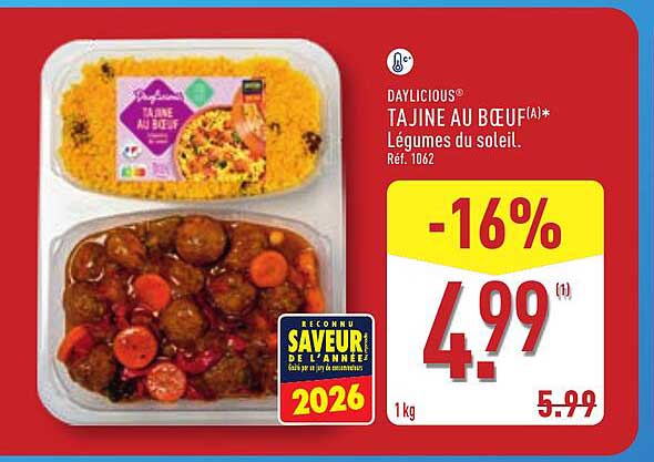 DAYLICIOUS® TAJINE AU BŒUF(A)* Légumes du soleil. Réf. 1062