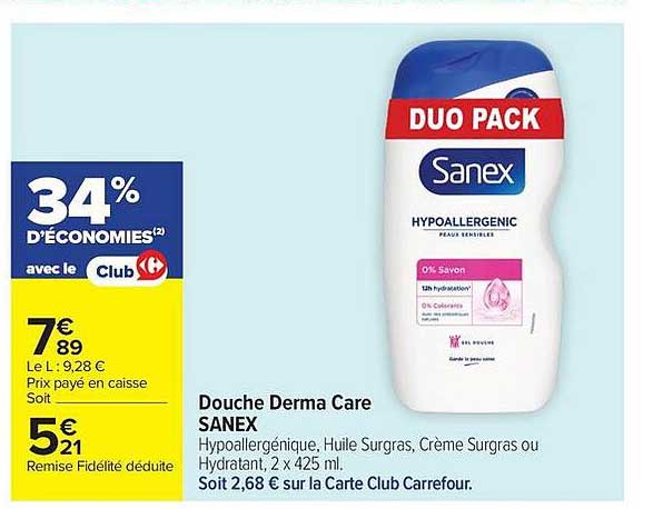 Duo Pack Sanex - Douche Derma Care SANEX