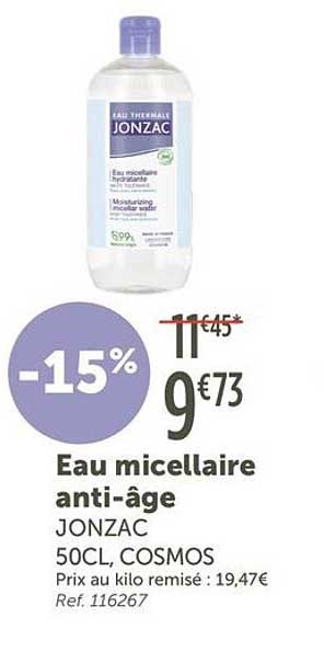 Eau micellaire anti-age JONZAC 50CL, COSMOS