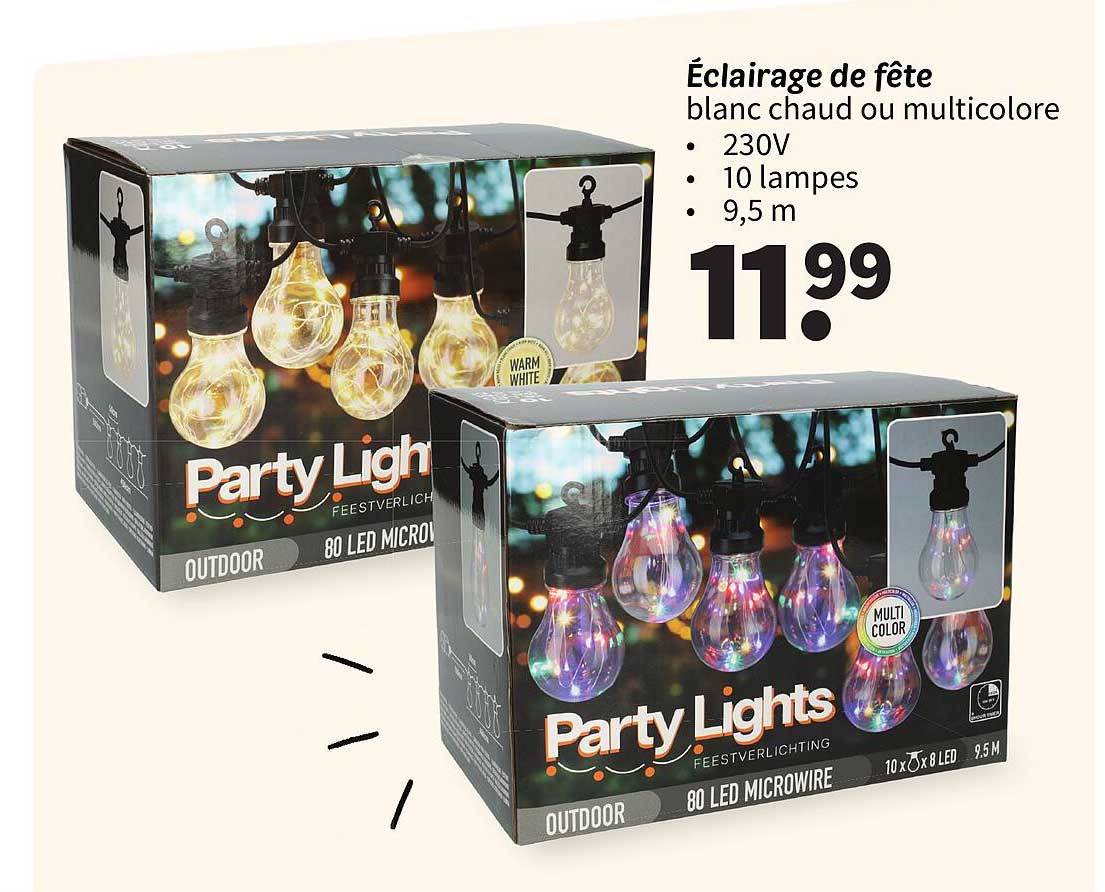 Éclairage de fête blanc chaud ou multicolore