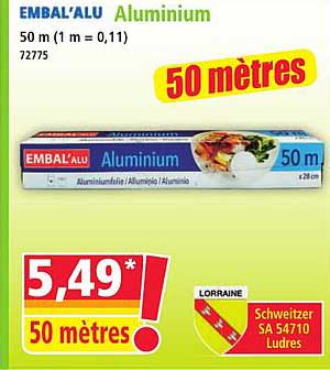 EMBAL'AL'U Aluminium 50 mètres